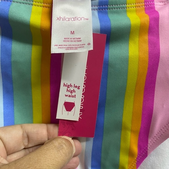 NWT Rainbow High Waisted Swimsuit Bottoms, M - Picture 2 of 4